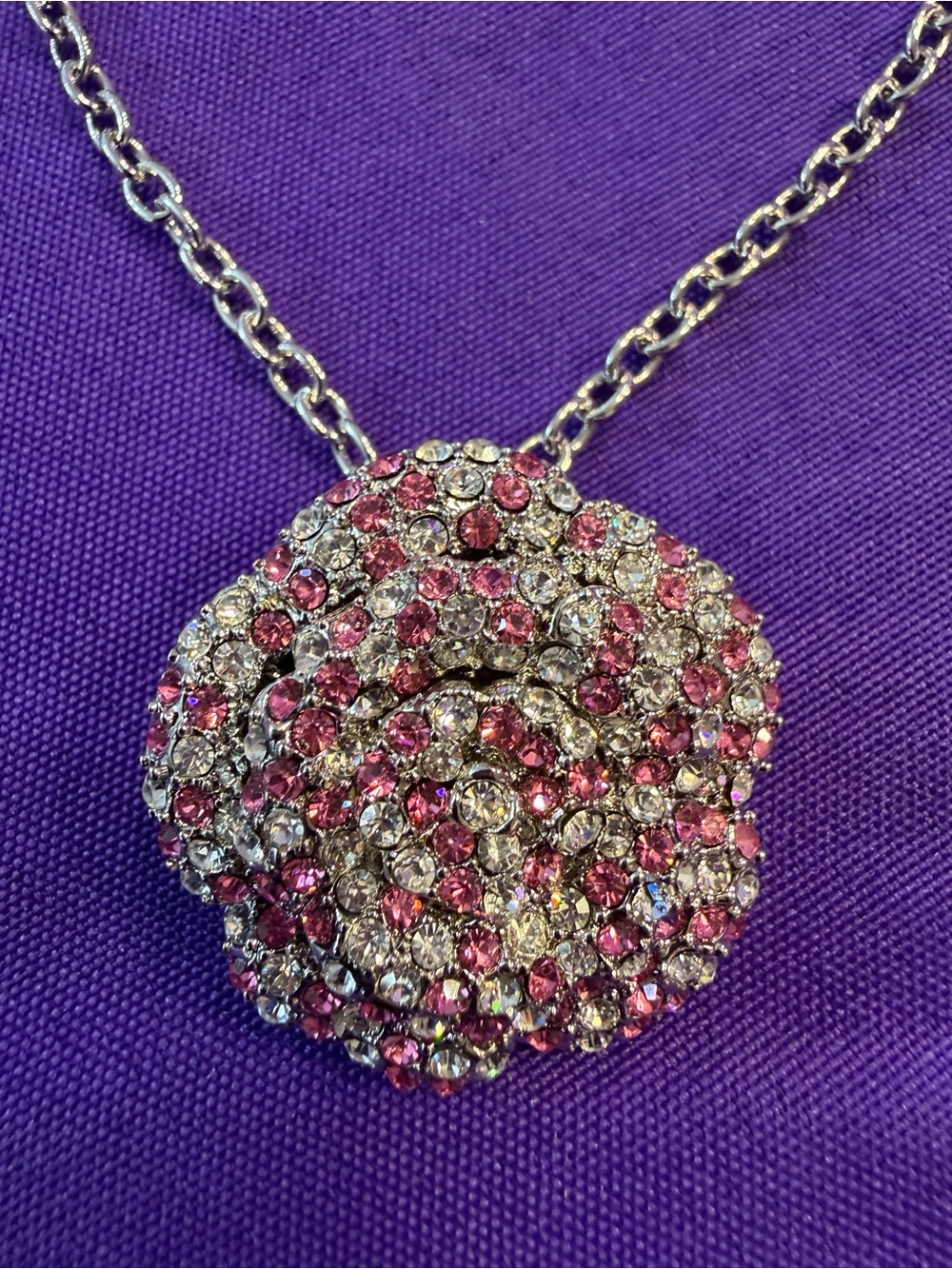 Park Lane Pink & Clear Crystal Rosette Statement Necklace